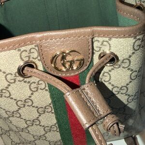 Gucci Beige and Tan Shoulder Bag with Gold Accents